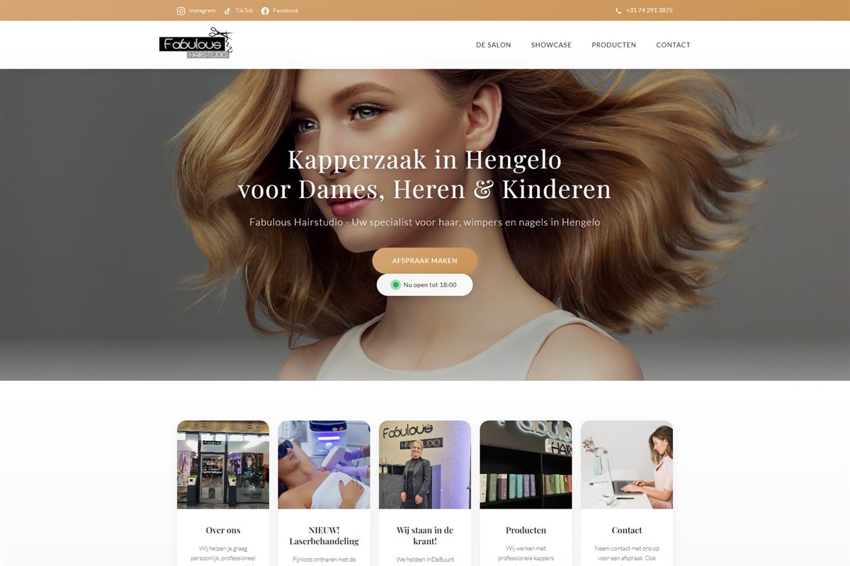 Website van Fabulous Hairstudio